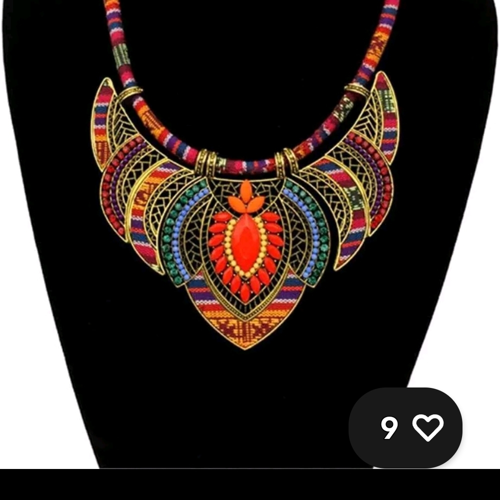 Colorful Beaded Boho Tribal Necklace